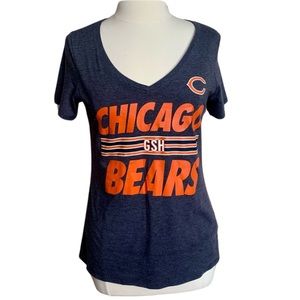 NIKE Chicago Bears Short Sleeve Tee Large T-Shirt V-Neck Blue Orange